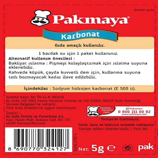 Pakmaya Karbonat 5'li Pakmaya Karbonat 5'li