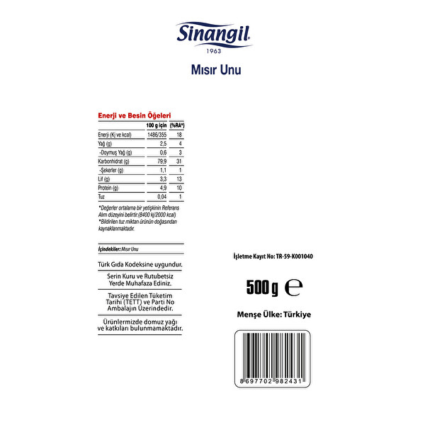 Sinangil Mısır Unu 500 g Sinangil Mısır Unu 500 g