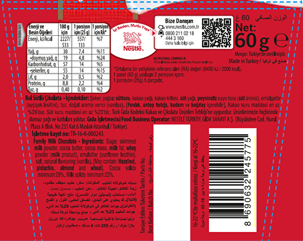 Nestlé Classic Sütlü Kare 60 g Nestlé Classic Sütlü Kare 60 g