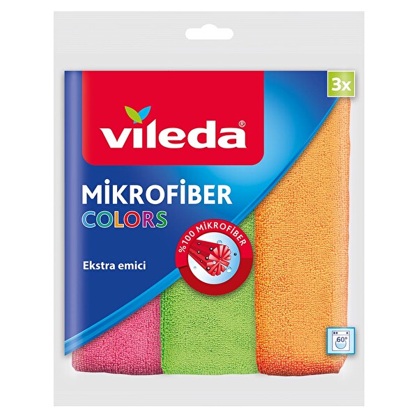 Vileda Colors 3 Parça %100 Mikrofiber Temizlik Bezi
