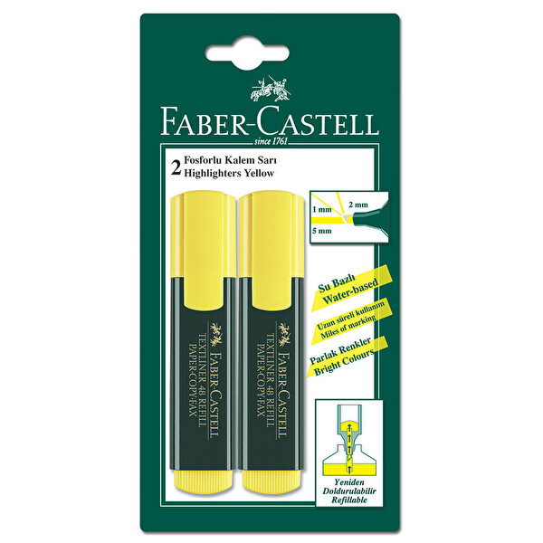 Faber Castell 2 Renk Fosforlu Kalem Sarı