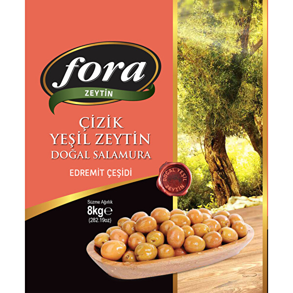 Fora Edremit Doğal Çizik Yeşil Zeytin (231-260) kg Fora Edremit Doğal Çizik Yeşil Zeytin (231-260) kg