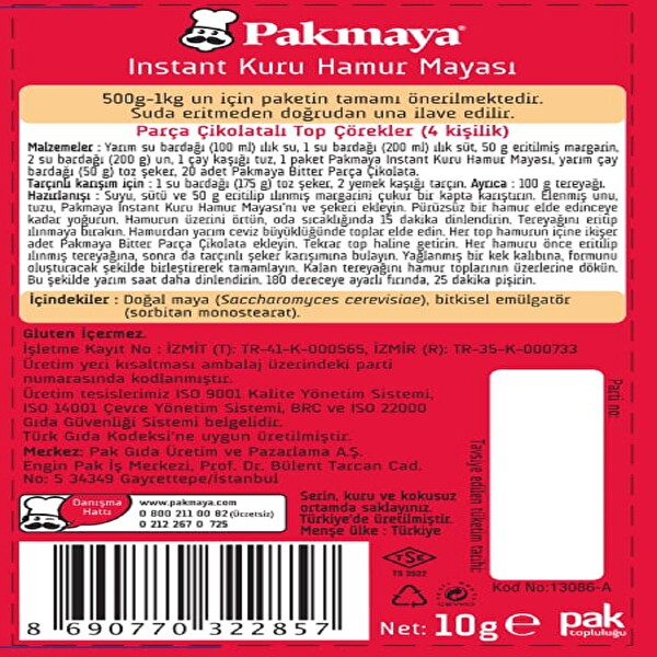 Pakmaya Instant Kuru Hamur Mayası 3x10 g Pakmaya Instant Kuru Hamur Mayası 3x10 g
