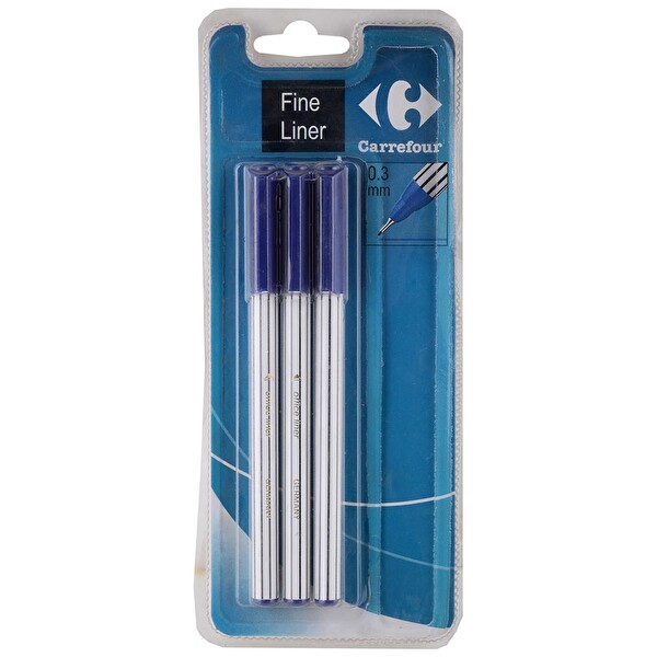 Carrefour 3*Mavi Fine Liner Kalem Carrefour 3*Mavi Fine Liner Kalem