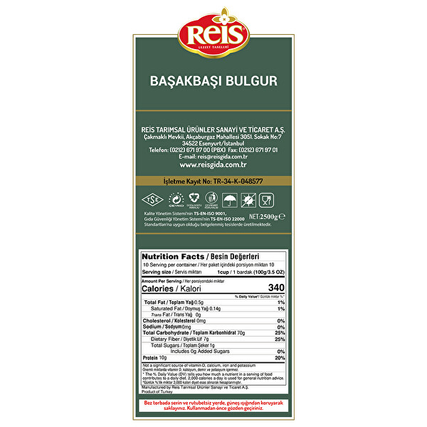 Reis Başakbaşı Bulgur 2,5 kg Reis Başakbaşı Bulgur 2,5 kg