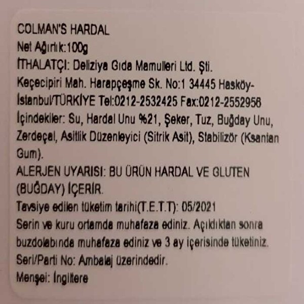 Colmans Acı Hardal 100 g Colmans Acı Hardal 100 g