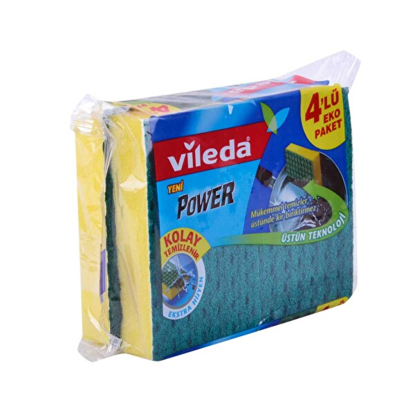 Vileda Power Yeşil Düz Sünger 4'lü Vileda Power Yeşil Düz Sünger 4'lü
