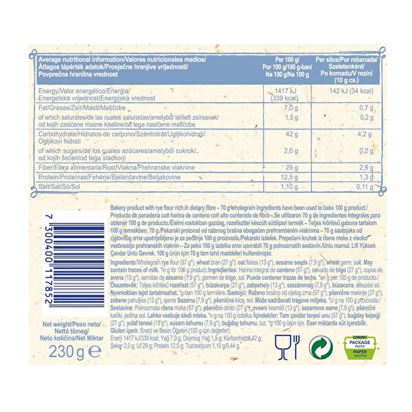 Wasa Lifli Gevrek Ekmek (Crispbread Fibre) 230 g Wasa Lifli Gevrek Ekmek (Crispbread Fibre) 230 g
