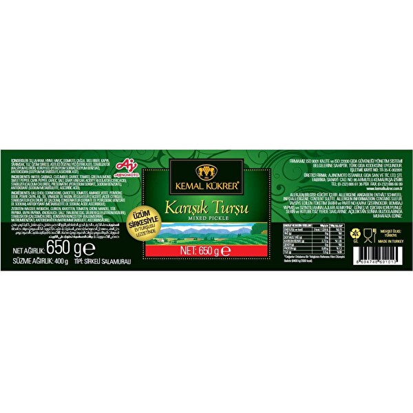 Kemal Kükrer Karışık Turşu 650 g Kemal Kükrer Karışık Turşu 650 g
