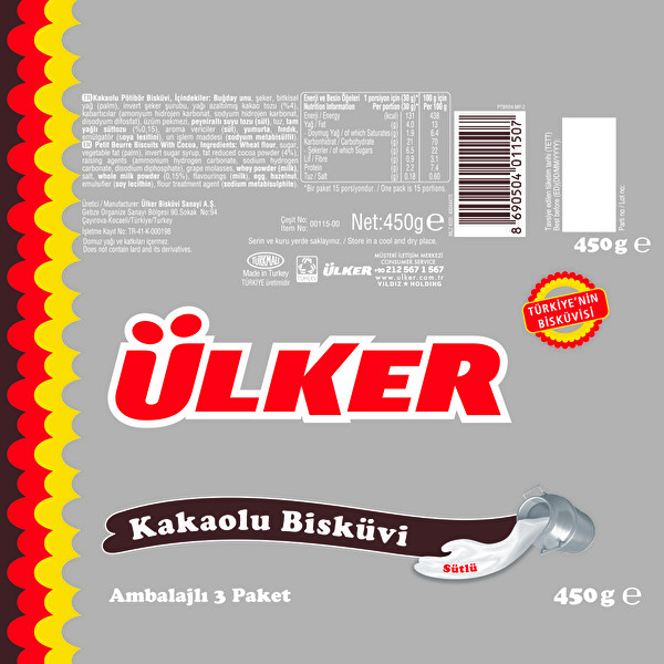 Ülker Pötibör Bisküvi Kakaolu 450 g Ülker Pötibör Bisküvi Kakaolu 450 g