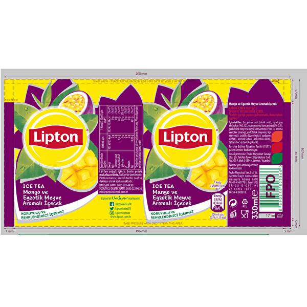 lipton ice tea mango aromali icecek