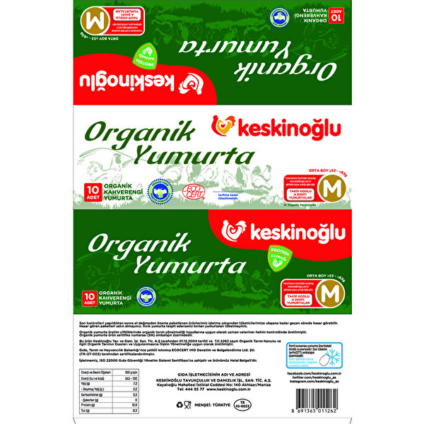 Keskinoğlu Organik Yumurta 10'lu Keskinoğlu Organik Yumurta 10'lu