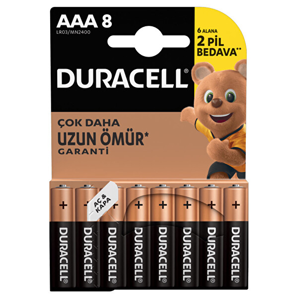 Duracell Alkalin AAA Piller 8’li Paket