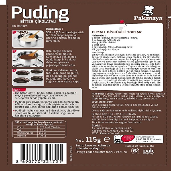 Pakmaya Bitter Çikoloatalı Puding Pakmaya Bitter Çikoloatalı Puding