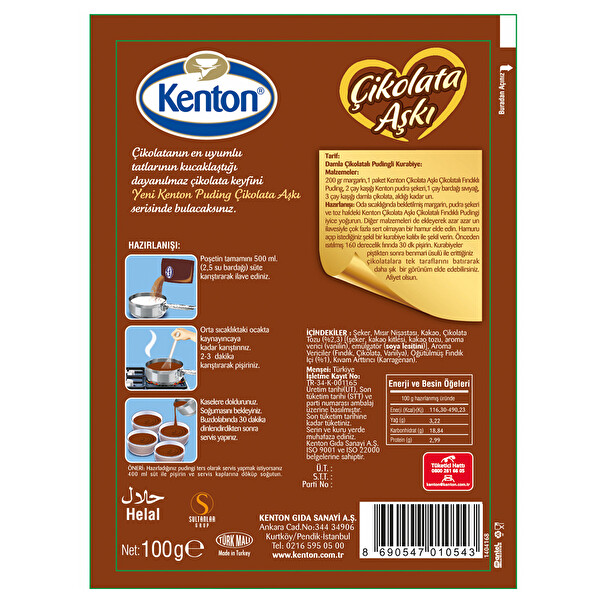 Kenton Puding Çikolatalı Fındıklı 115 g Kenton Puding Çikolatalı Fındıklı 115 g