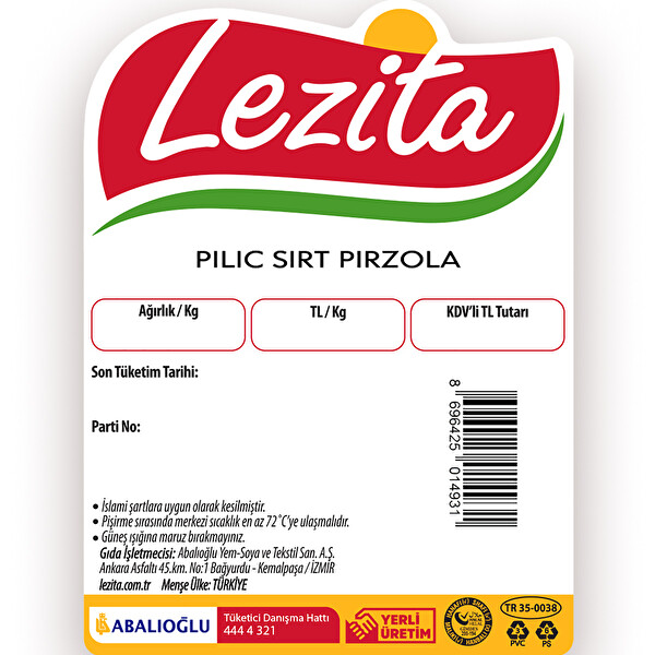 Lezita Piliç Sırt Pirzola Lezita Piliç Sırt Pirzola