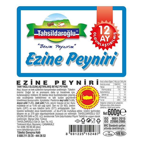 Tahsildaroglu Ezine Keci Peyniri 600 G 30056921 Carrefoursa