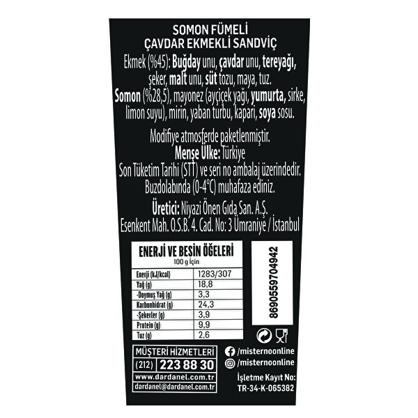 Mr. No Gurme Somon Füme Sandviç 145 g Mr. No Gurme Somon Füme Sandviç 145 g