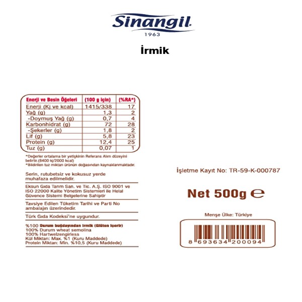 Sinangil İrmik 500 g Sinangil İrmik 500 g