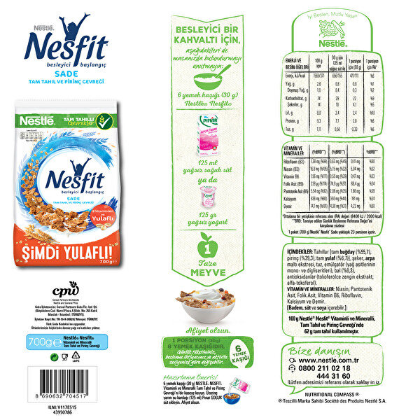 Nestle Nesfit Sade Tam Bugday Ve Pirinc Gevregi 700 G 30061485 Carrefoursa