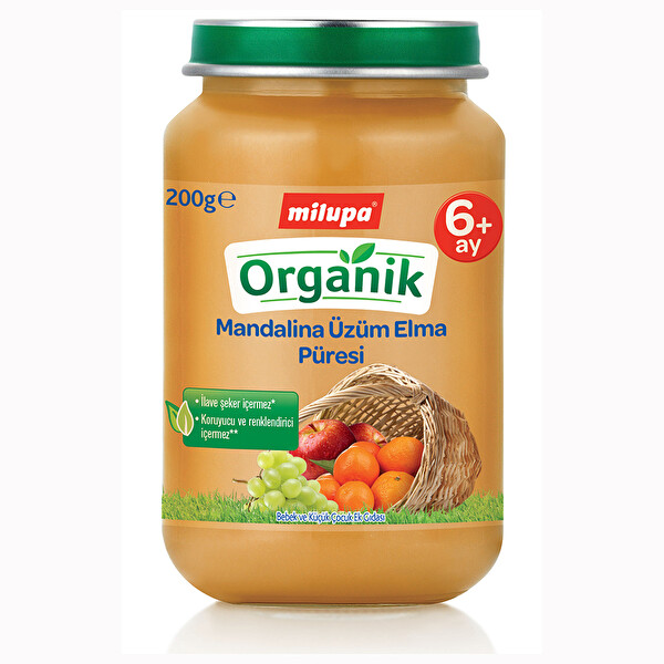 Milupa Organik Kavanoz Maması Mandalina Üzüm Elma 200 g Milupa Organik Kavanoz Maması Mandalina Üzüm Elma 200 g