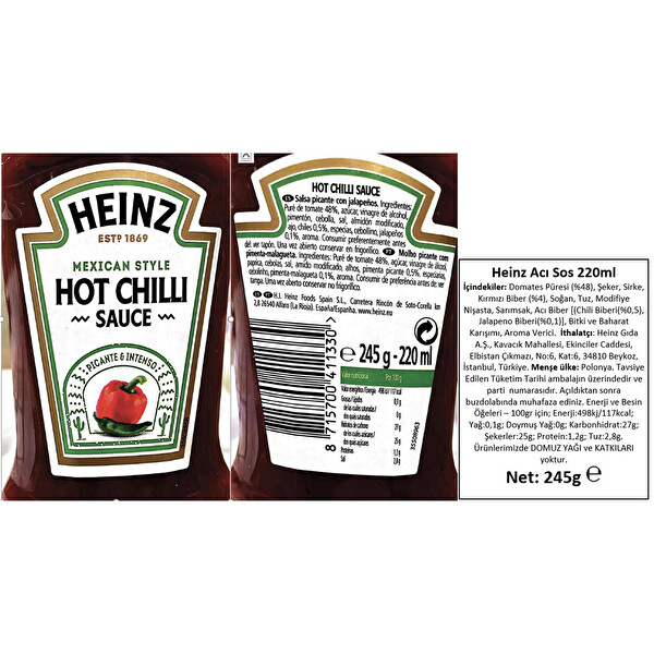 Heinz Hot Chilli Sos 245 g Heinz Hot Chilli Sos 245 g
