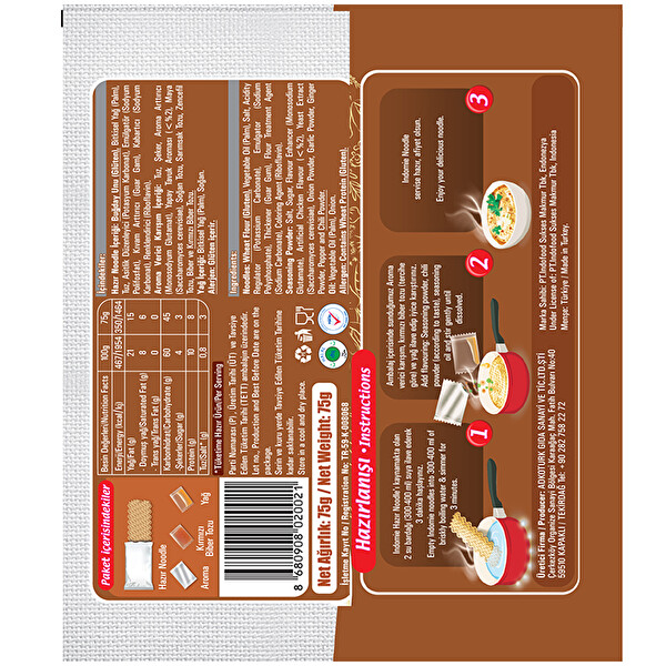 Indo Mie Spesiyel Tavuk Parçalı Paket Noodle 75 g Indo Mie Spesiyel Tavuk Parçalı Paket Noodle 75 g