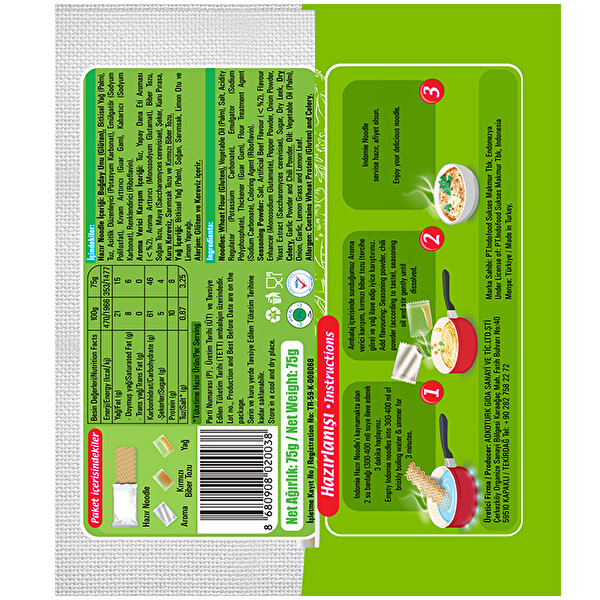 Indo Mie Sebzeli Noodle 75 g Indo Mie Sebzeli Noodle 75 g