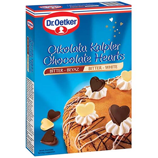Dr. Oetker Bitter ve Beyaz Çikolatalı Kalpler 45 g Dr. Oetker Bitter ve Beyaz Çikolatalı Kalpler 45 g