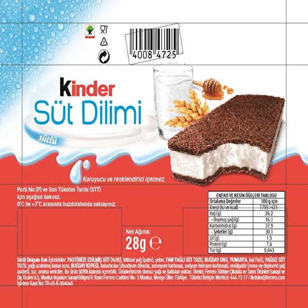 Kinder Süt Dilimi 28 gr Kinder Süt Dilimi 28 gr