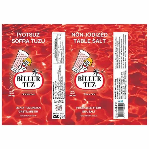 Billur İyotsuz Tuz/Tuzluklu 250 g Billur İyotsuz Tuz/Tuzluklu 250 g