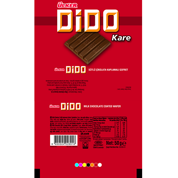 Ülker Dido Kare Çikolatalı Gofret 50 g Ülker Dido Kare Çikolatalı Gofret 50 g