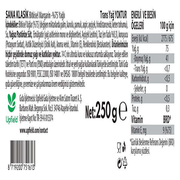 Sana Paket Margarin 250 g Sana Paket Margarin 250 g