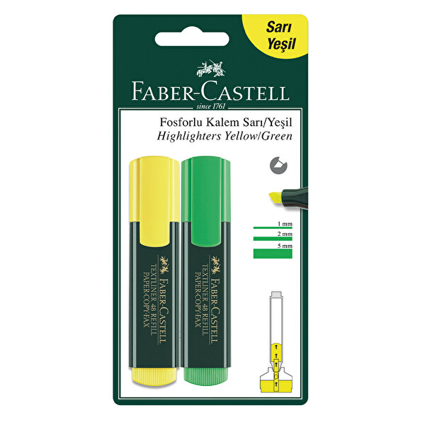 Faber Castell 2 Renk Fosforlu Kalem Sarı&Yeşil