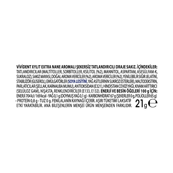Vivident Extra Sakız Mentol&Nane Aromalı 21 g Kutu Vivident Extra Sakız Mentol&Nane Aromalı 21 g Kutu
