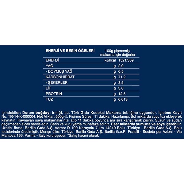 Barilla Burgu Sade Makarna 500 g Barilla Burgu Sade Makarna 500 g
