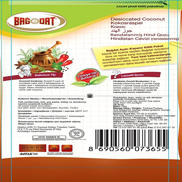 Bağdat Hindistan Cevizi Ekonomik Poşet 160 g Bağdat Hindistan Cevizi Ekonomik Poşet 160 g