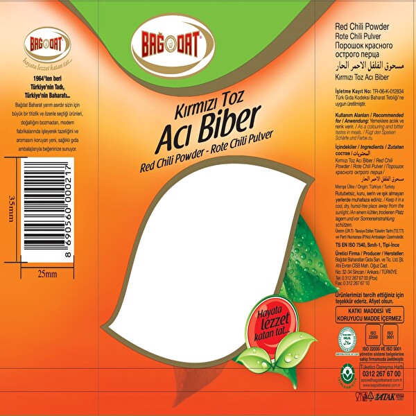 Bağdat Acı Kırmızı Biber 75 g Bağdat Acı Kırmızı Biber 75 g
