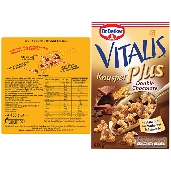 Dr. Oetker Vitalis Çikolatalı 450 g Dr. Oetker Vitalis Çikolatalı 450 g
