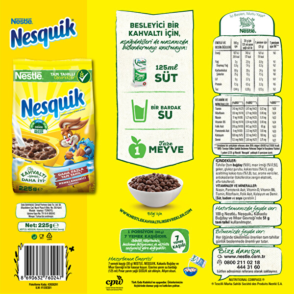 Nestle Nesquik Kakaolu Buğday ve Mısır Gevreği 225 g Nestle Nesquik Kakaolu Buğday ve Mısır Gevreği 225 g