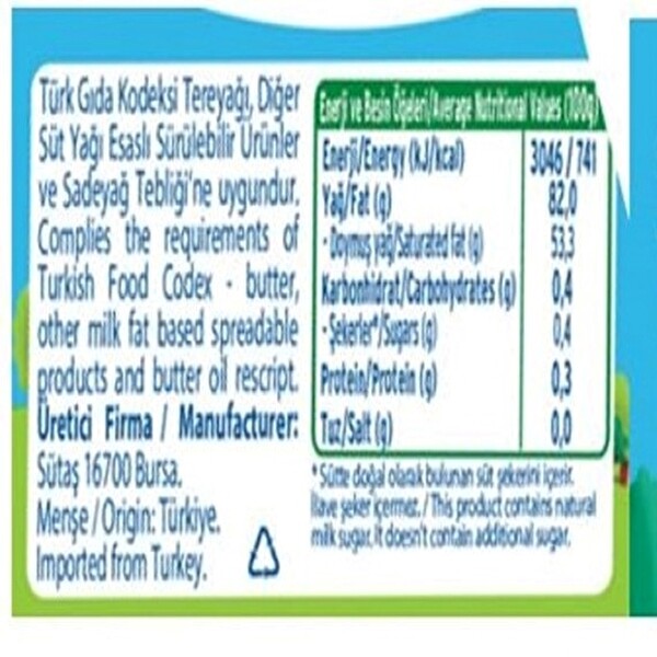 Sütaş Yayık Tereyağı 500 g Sütaş Yayık Tereyağı 500 g
