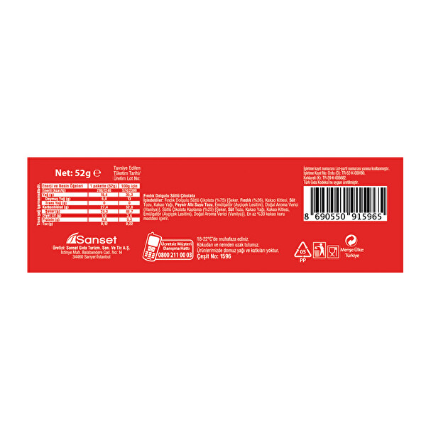Tadelle Fındıklı Çikolata 52 g Tadelle Fındıklı Çikolata 52 g