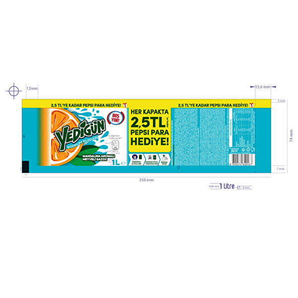 Yedigün Bodrum Rüzgarı Mandalina Meyveli Gazoz Pet 1 lt Yedigün Bodrum Rüzgarı Mandalina Meyveli Gazoz Pet 1 lt