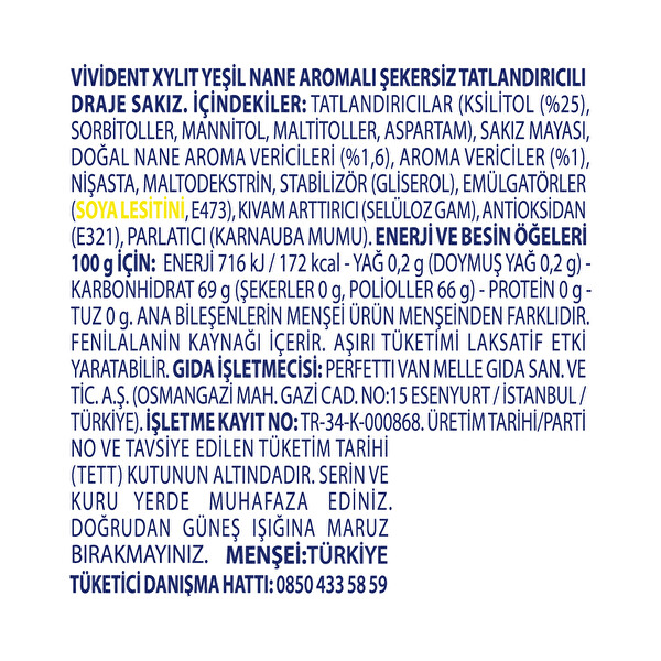 Vivident Xylit Yeşil Nane Aromalı Draje Sakız 65 g Vivident Xylit Yeşil Nane Aromalı Draje Sakız 65 g