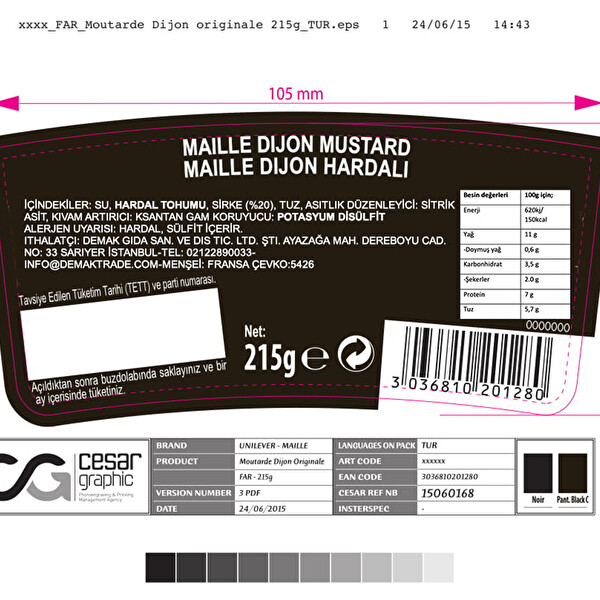 Maille Orjinal Dijon Hardal 200 ml Maille Orjinal Dijon Hardal 200 ml