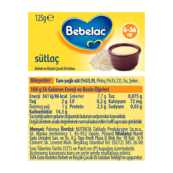 bebelac sutlac kavanoz 125 g 6 ay 30080919 carrefoursa
