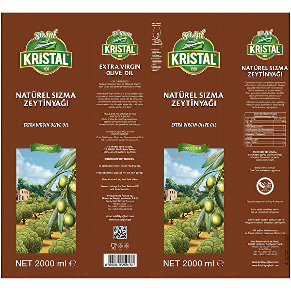 Kristal Natüral Sızma Zeytinyağı 2 Litre Kristal Natüral Sızma Zeytinyağı 2 Litre