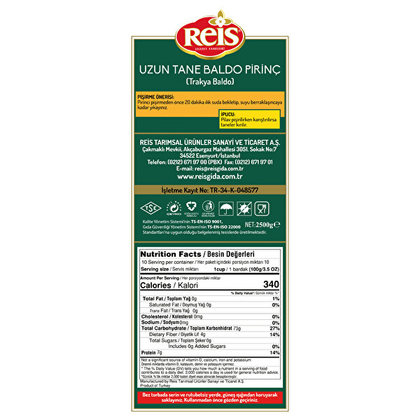 Reis Trakya Baldo 2,5 kg Reis Trakya Baldo 2,5 kg