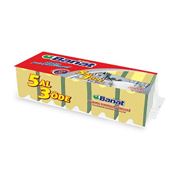 Banat Oluklu Bulaşık Süngeri 5'li Banat Oluklu Bulaşık Süngeri 5'li