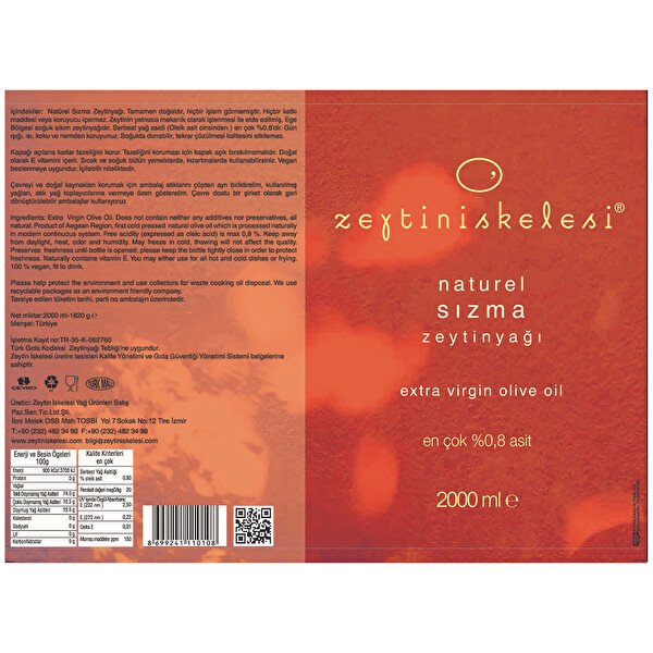 Zeytin İskelesi Naturel Sızma Zeytinyağı 2 lt Zeytin İskelesi Naturel Sızma Zeytinyağı 2 lt